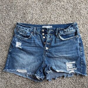 YMI Women's Button-Fly Jean Shorts - Blue